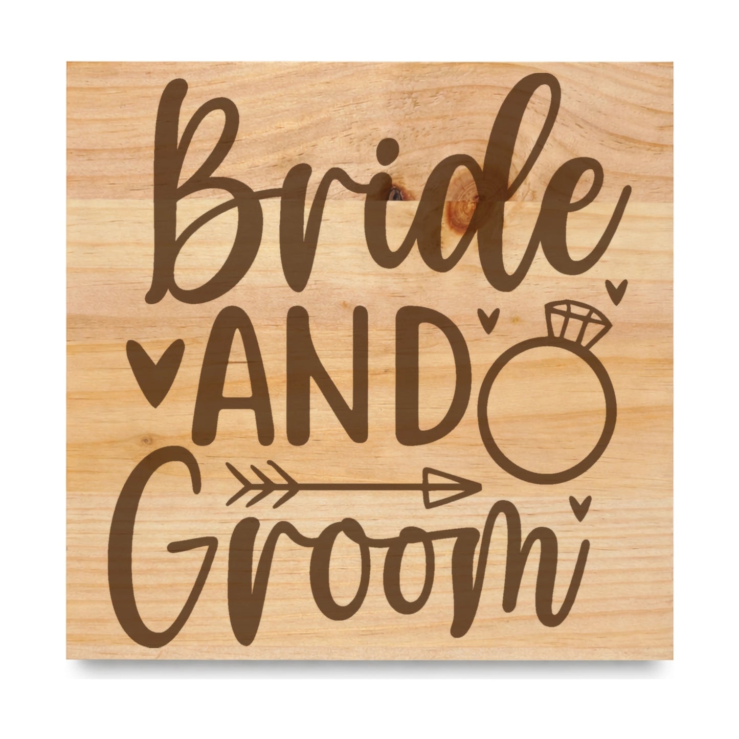 Bride And Groom laser engraved pine sign