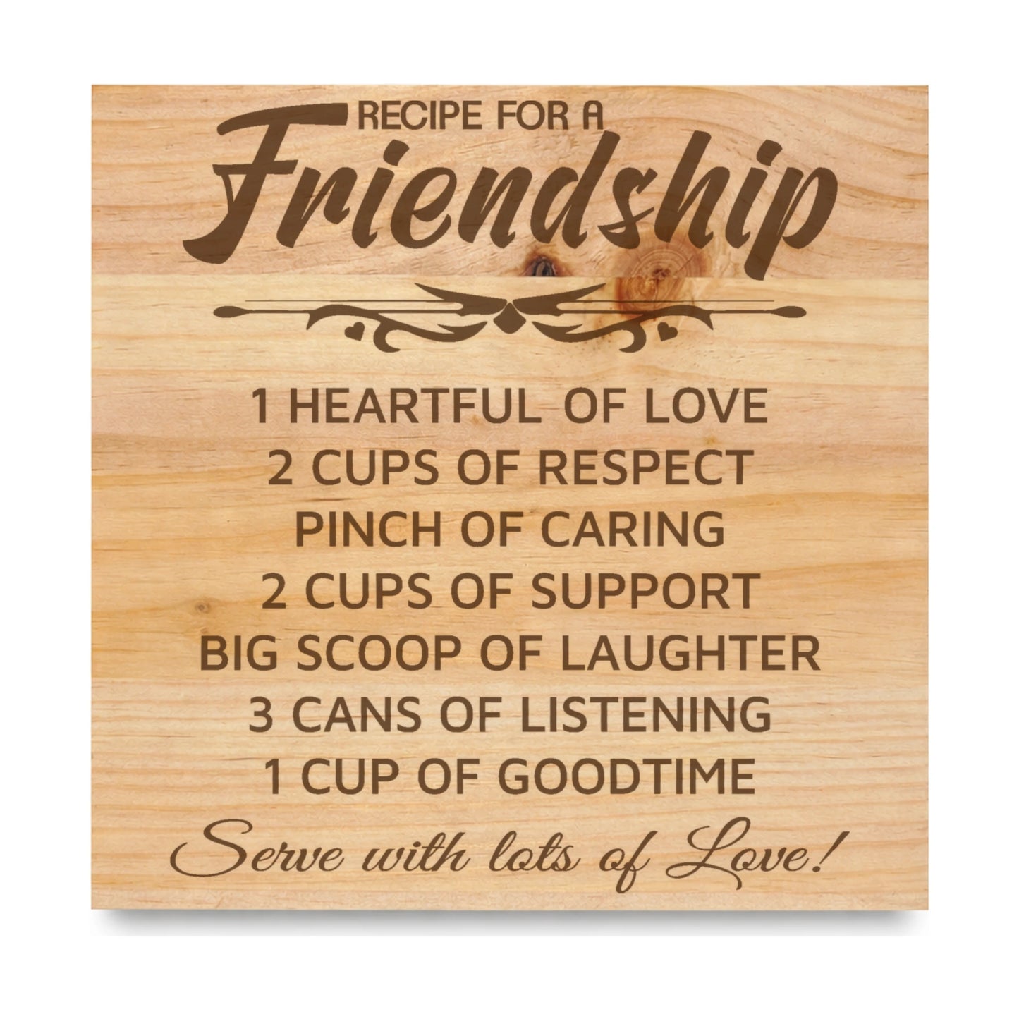 Friendship laser engraved pine sign