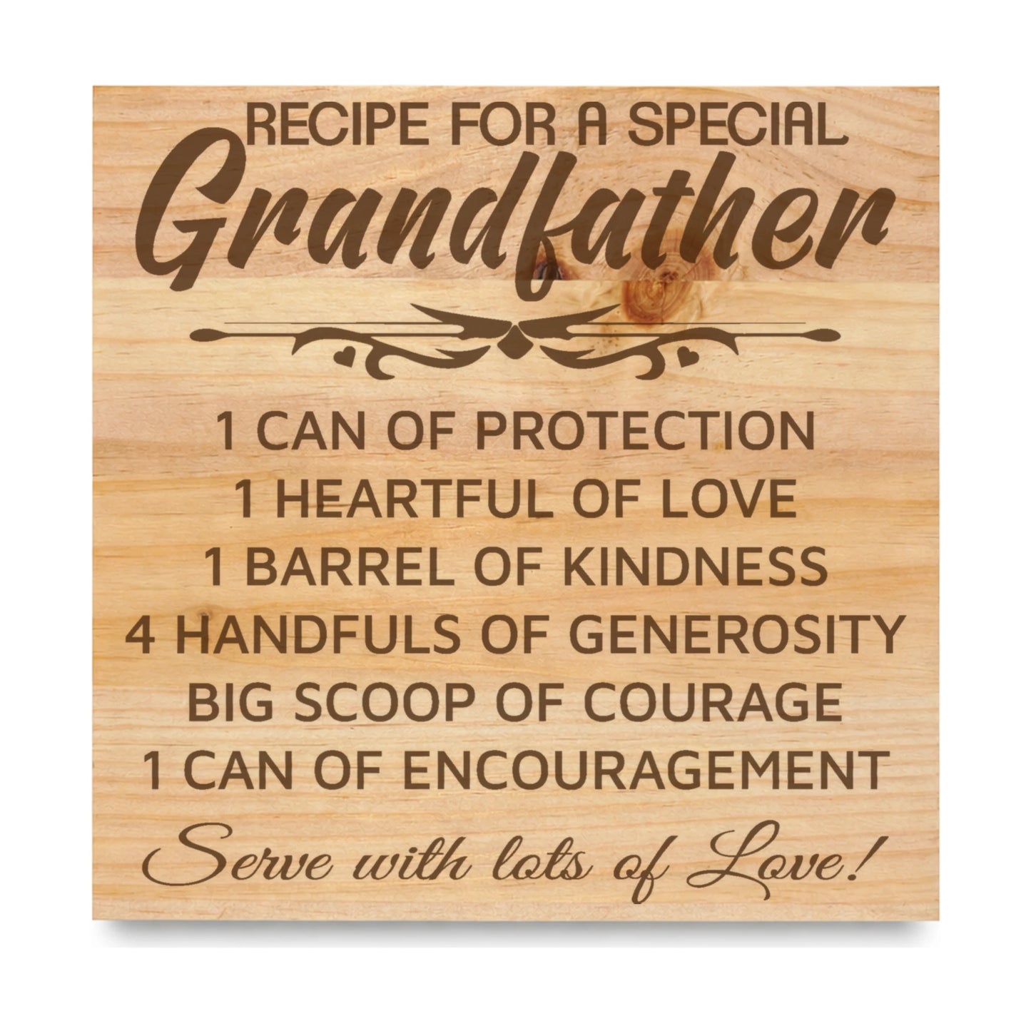 Grandfather laser engraved pine sign