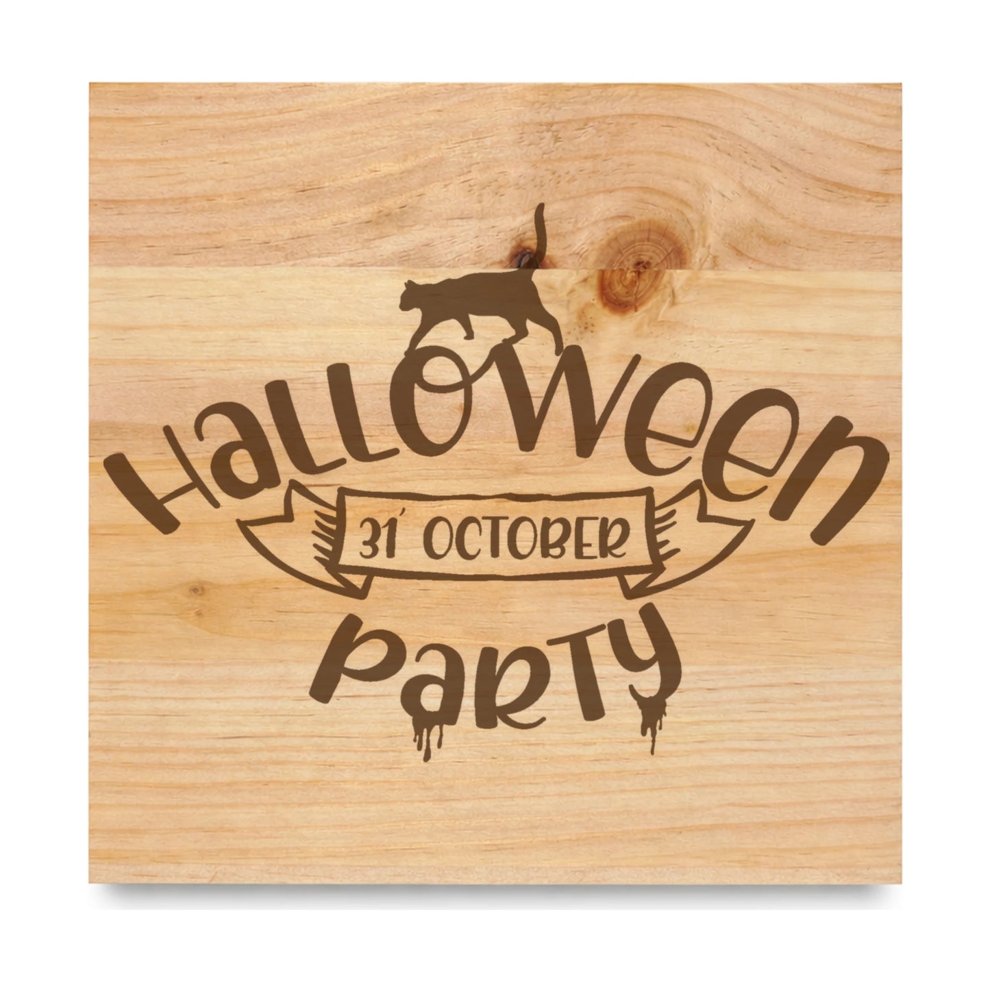 Halloween Party laser engraved pine sign
