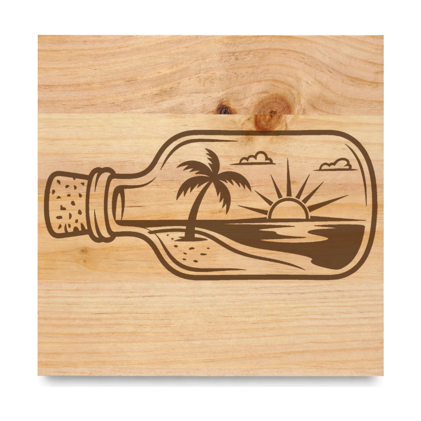 Message In A Bottle laser engraved pine sign