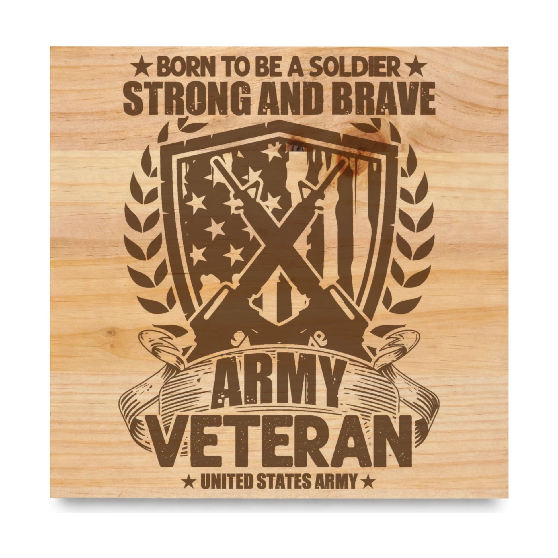 Army American Veteran laser engraved pine sign