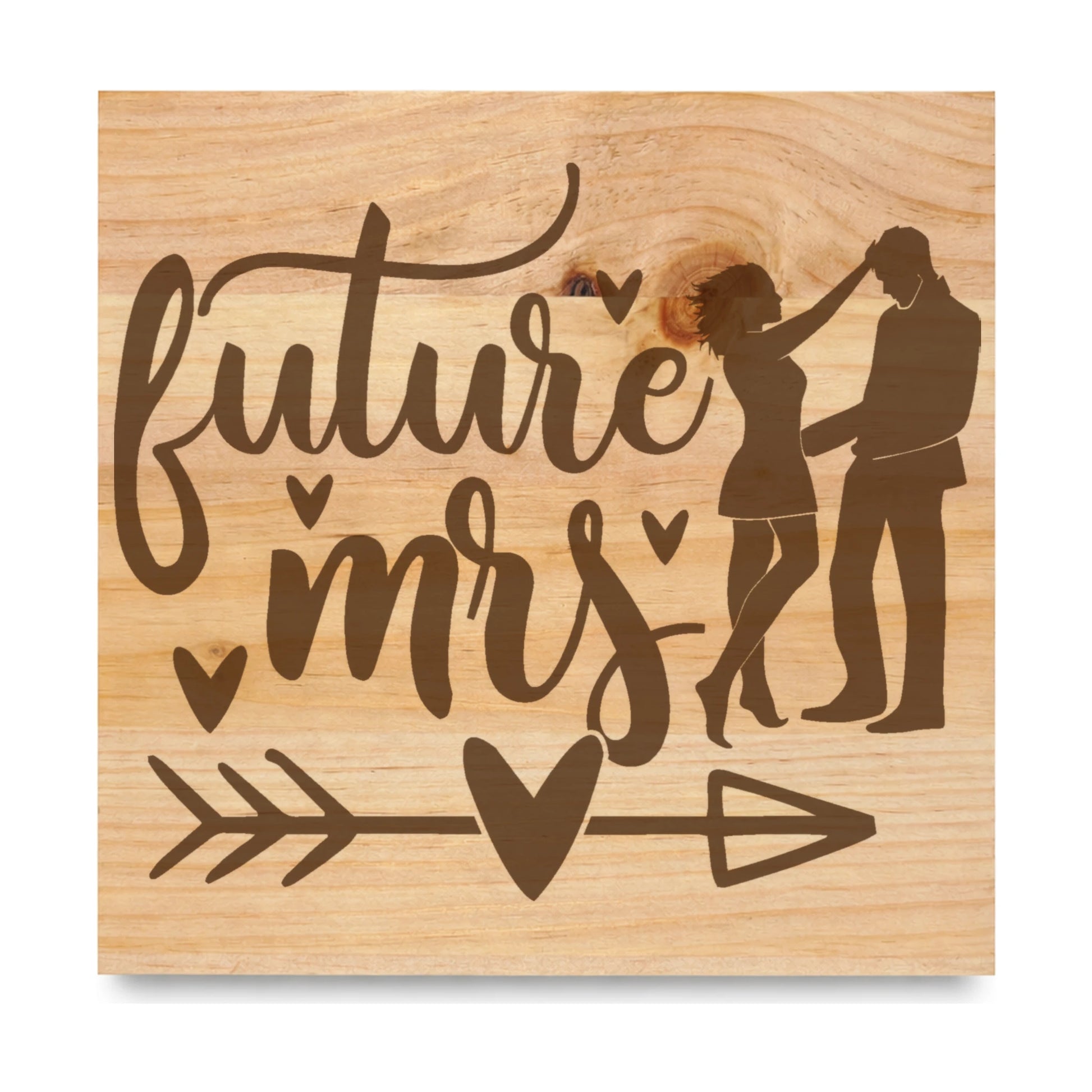 Future Mrs Silhouette laser engraved pine sign