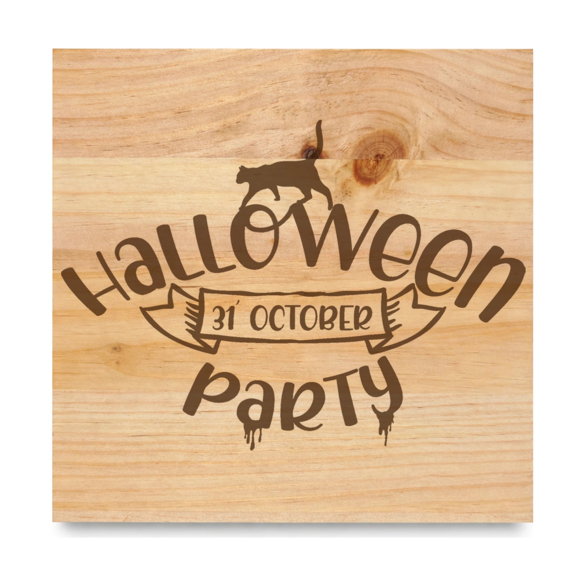 Halloween Party laser engraved pine sign