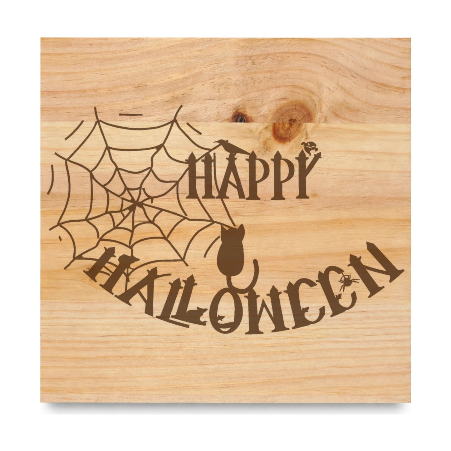 Happy Halloween laser engraved pine sign
