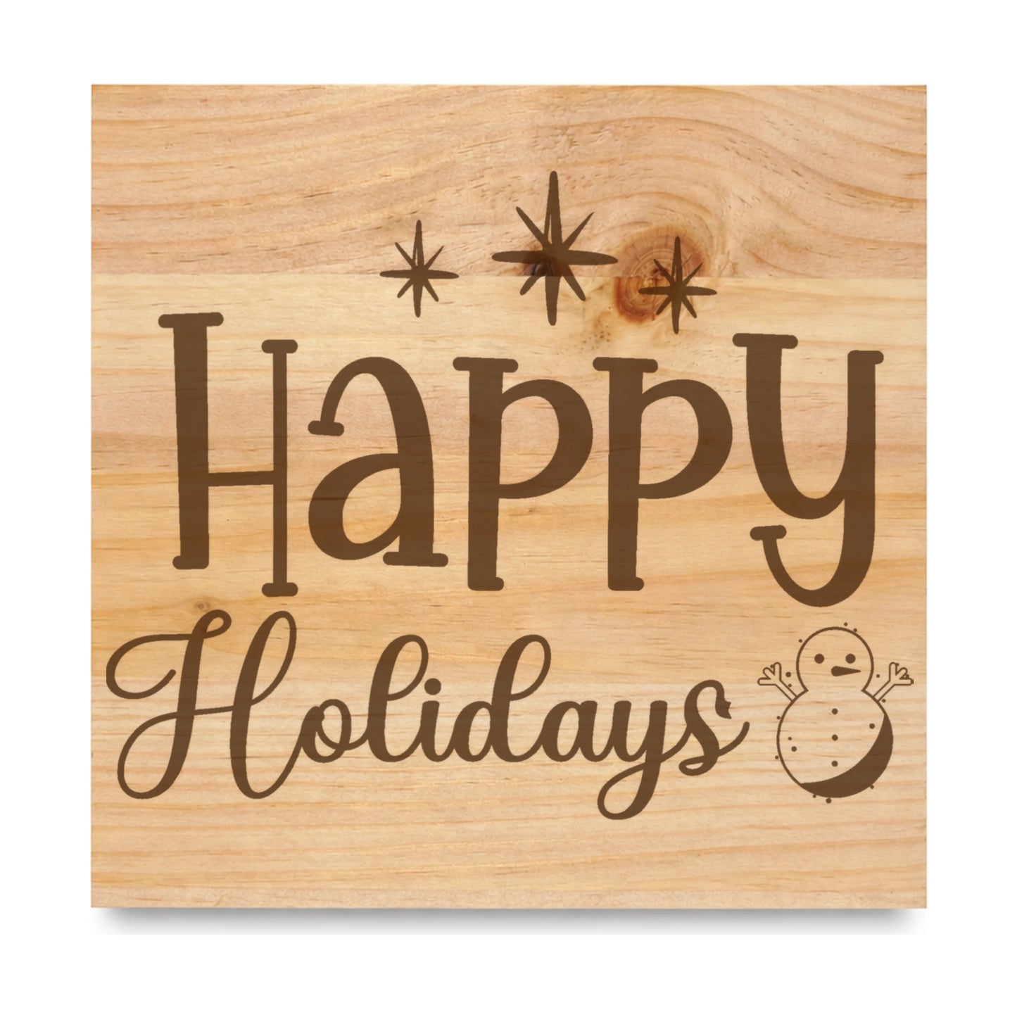 Happy Holidays laser engraved pine sign