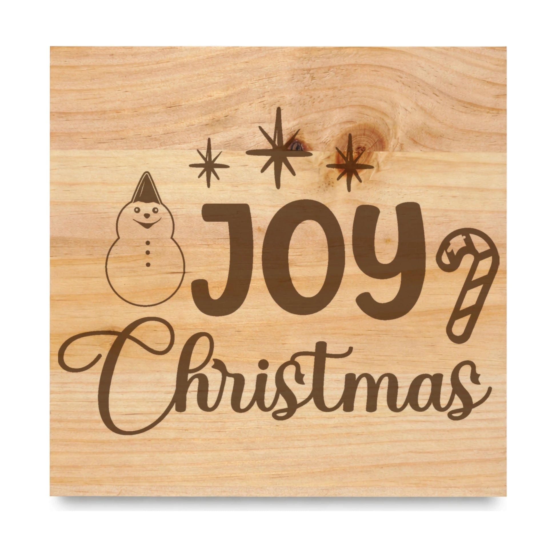 Joy Christmas laser engraved pine sign