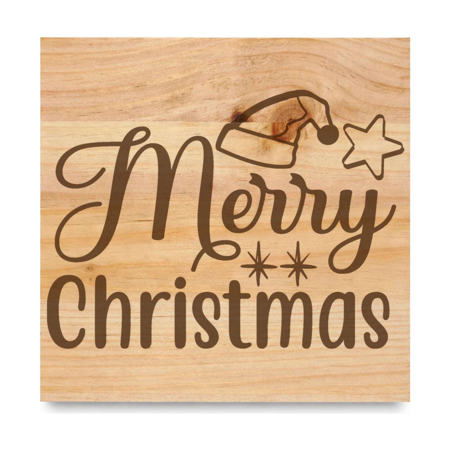 Merry Christmas laser engraved pine sign