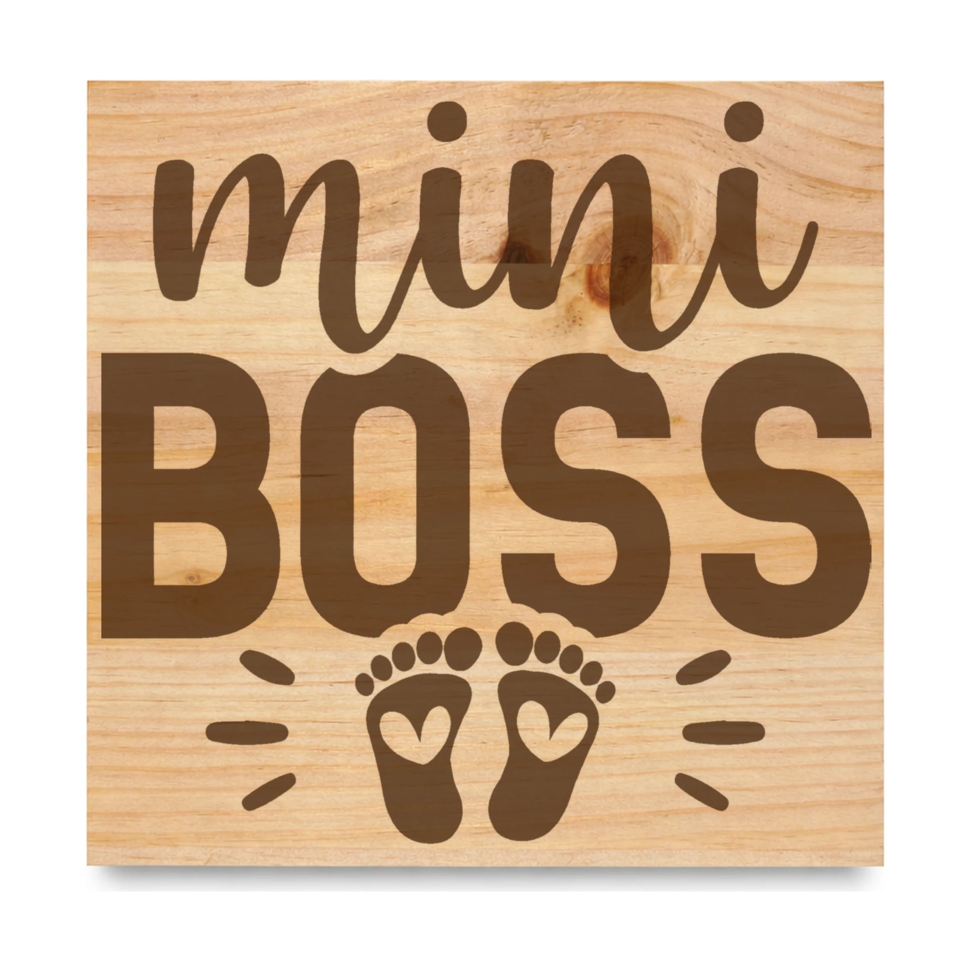 Mini Boss laser engraved pine sign