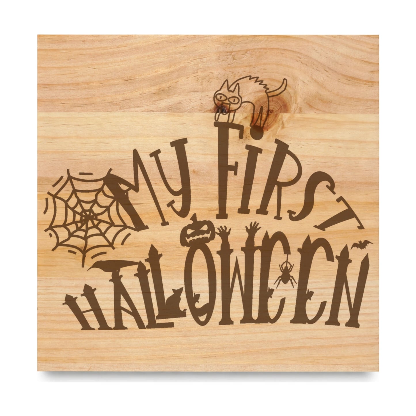 My First Halloween laser engraved pine sign