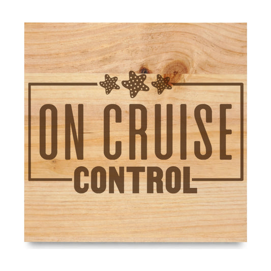 On Cruise Control laser engraved pine sign