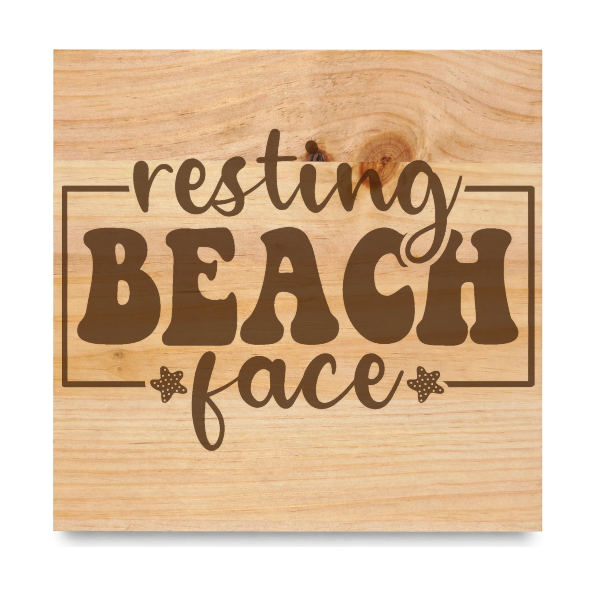 Resting Beach Face 2 laser engraved pine sign