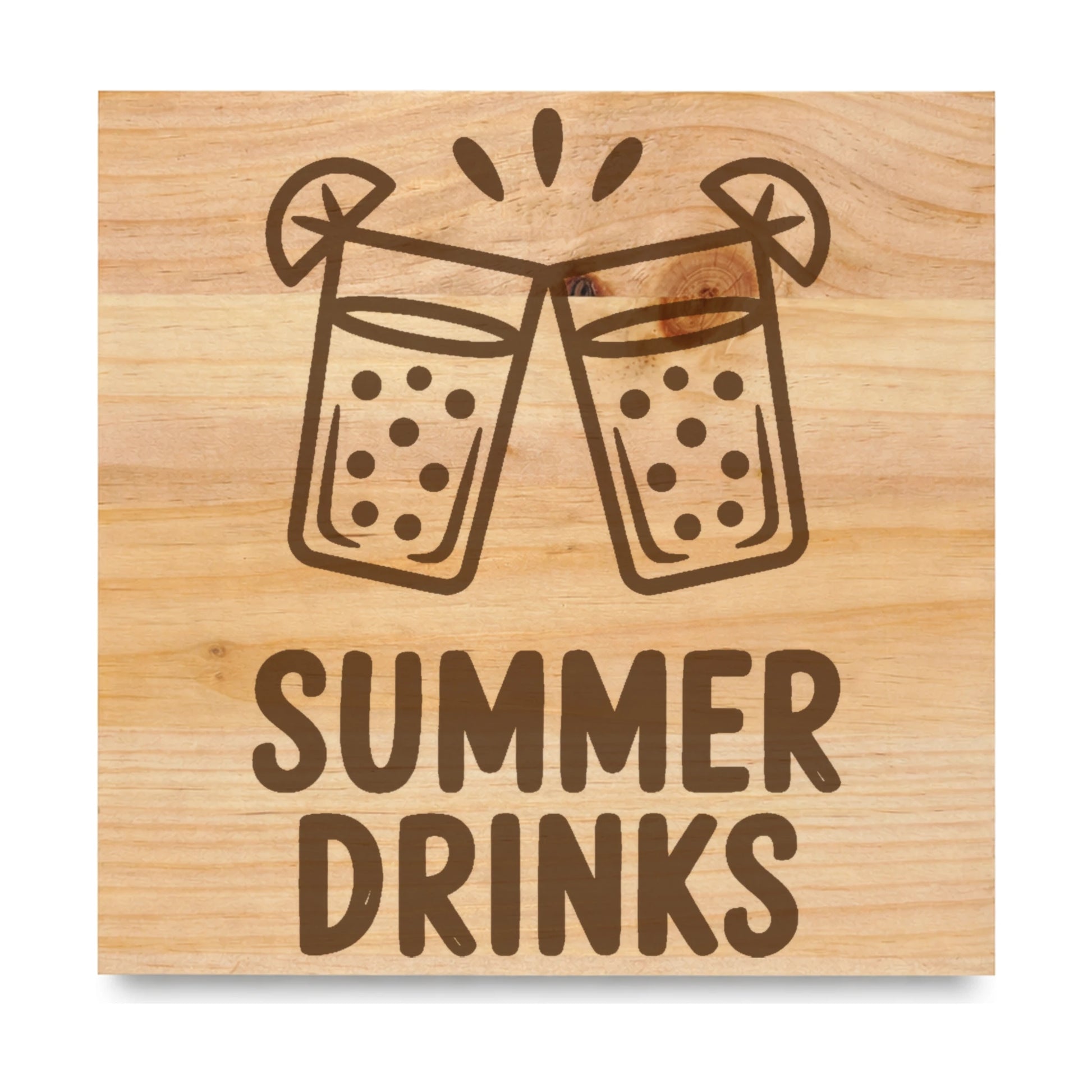 Summer Drinks laser engraved pine sign