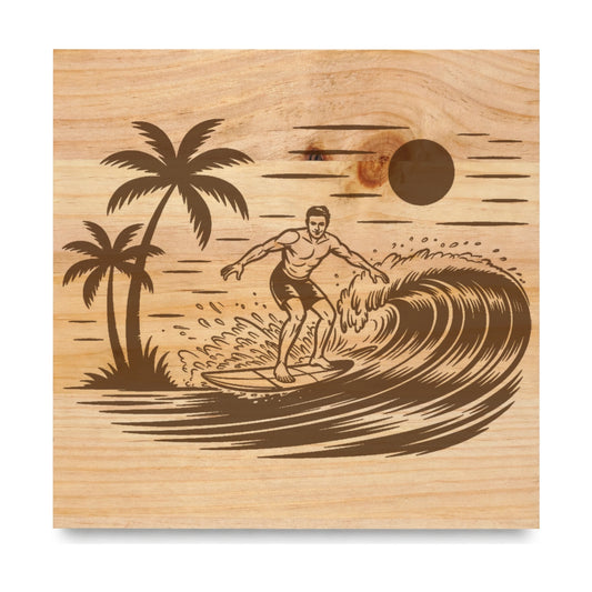 Summer Surfing laser engraved pine sign