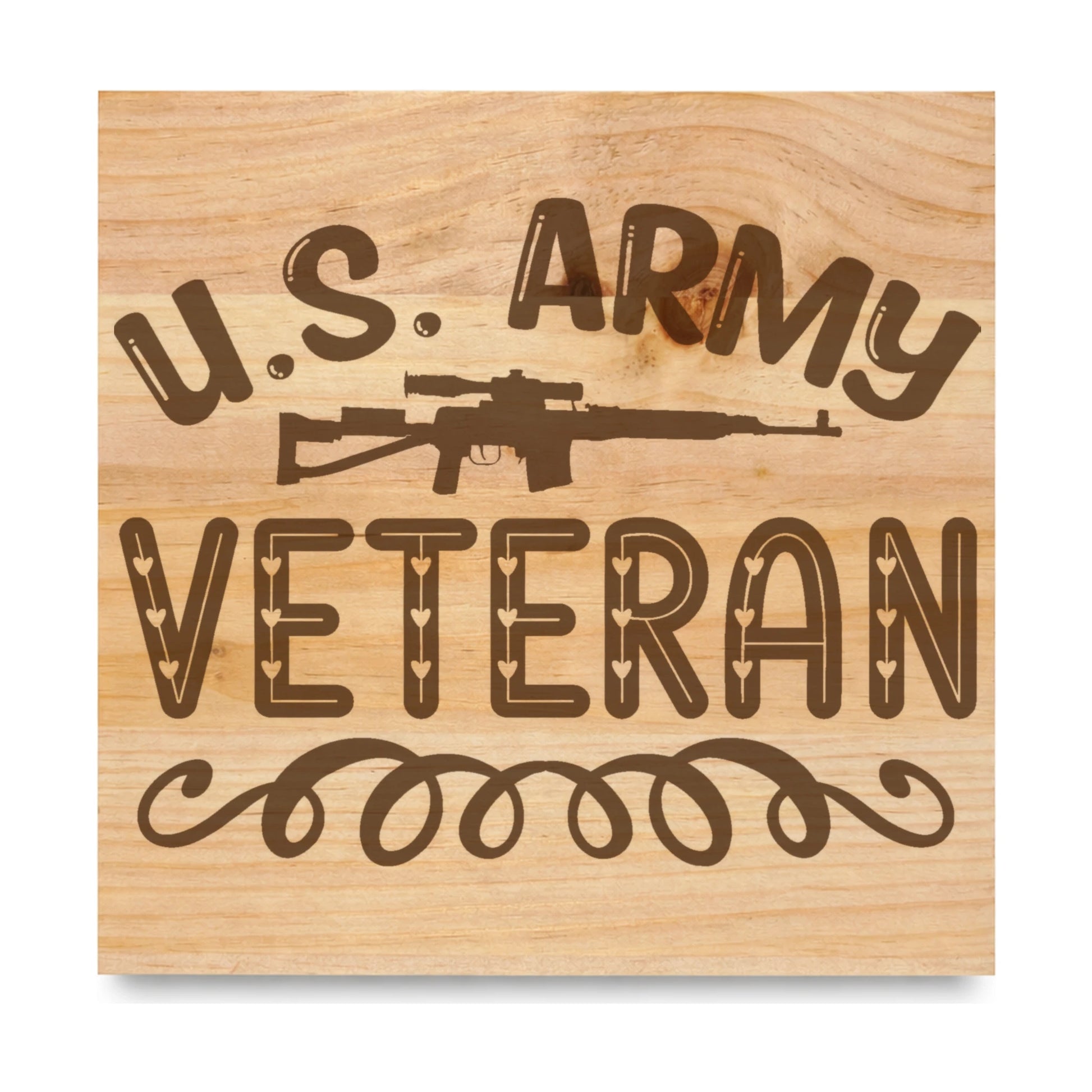 Us Army Veteran Scope laser engraved pine sign
